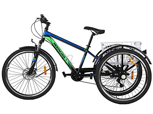 Slsy Adult Mountain Tricycle, 7 Speed Three Wheel Bike, 24/26 Inch Adults Trikes for Seniors 