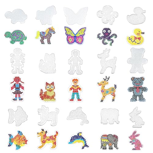 PELARISE 15 Stück Bügelperlen Platten Transparente Bügelperlen Vorlagen Basteln Steckplatten aus Kunststoff DIY Basteln Zubehör für Geschenk Jungs Mädchen