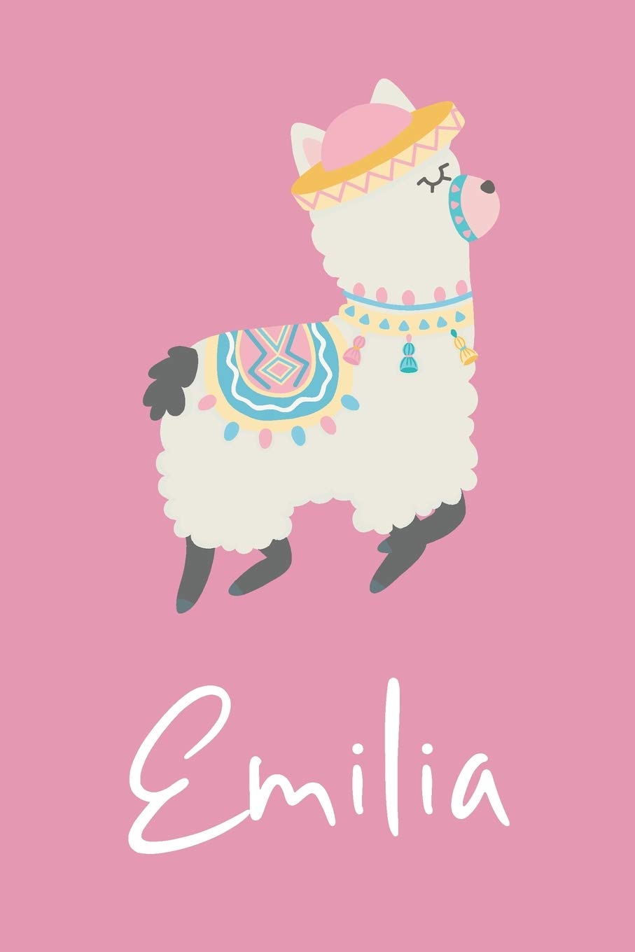 Emilia: Personalized Llama Sketchbook For Girls And kids With Customized Name, Birthday Gift Idea, 120 Pages of 6" x 9" Blank Paper for Drawing, Sketching, Doodling (Sketch Books For Kids)