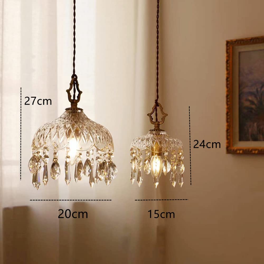 Français Laiton Vintage Cristal Petit Lustre Entrée Couloir Balcon Chevet Entrée Bar Lustre en Verre