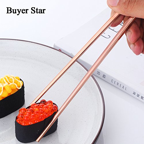 Buyer Star 5-pair Stainless Steel Chopsticks Metal Reusable Rose Gold Chopsticks Chinese Square Chopsticks