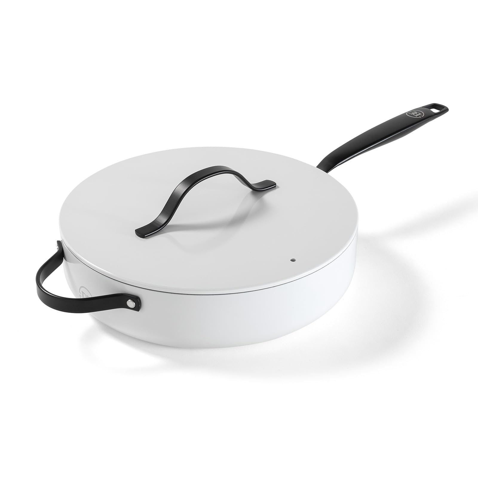 Be Living Essential Cacerola con tapa Ø 28 cm – Revestimiento antiadherente cerámico – Apta para inducción – Compatible con todo tipo de cocinas – Sin PTFE ni PFOA – Blanco