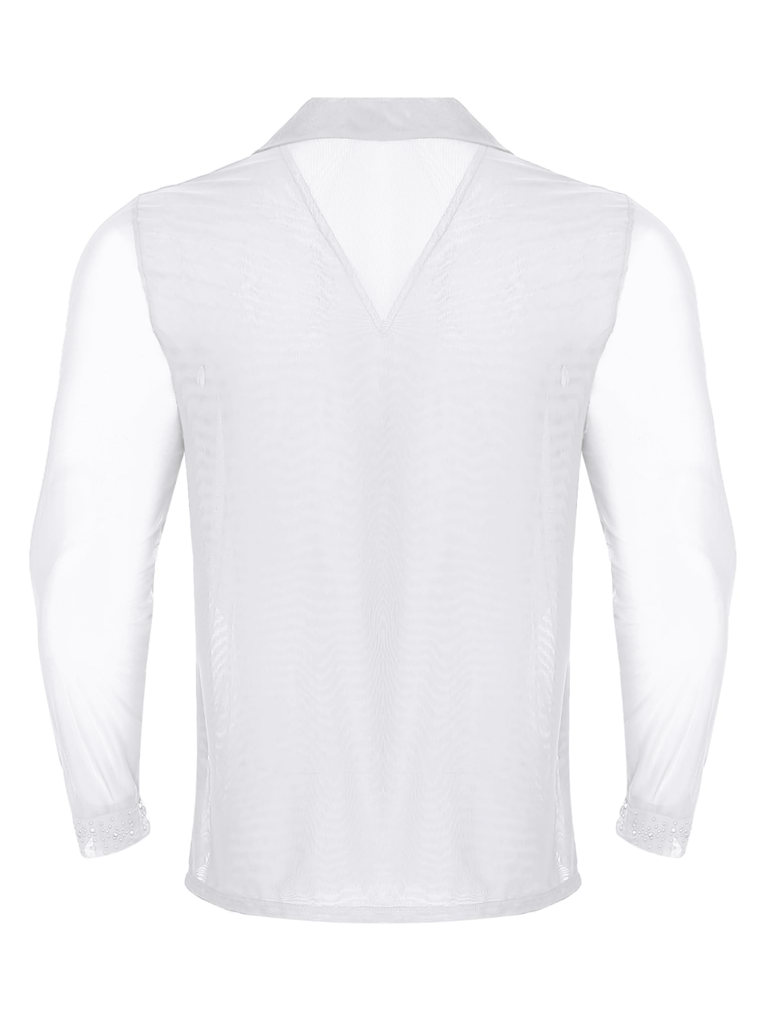 Camisa Baile de Salón para Hombre Leotardo Baile Latino Camisa de Patinaje Artístico para Competición S-XXL