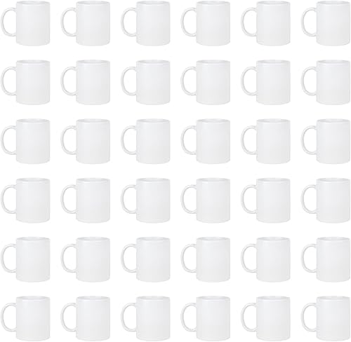 Miniatura 1 de Tazas de café de cerámica en blanco de sublimación de 11 onzas, caja de 36 piezas, tazas de café blancas, taza con revestimiento en blanco, taza