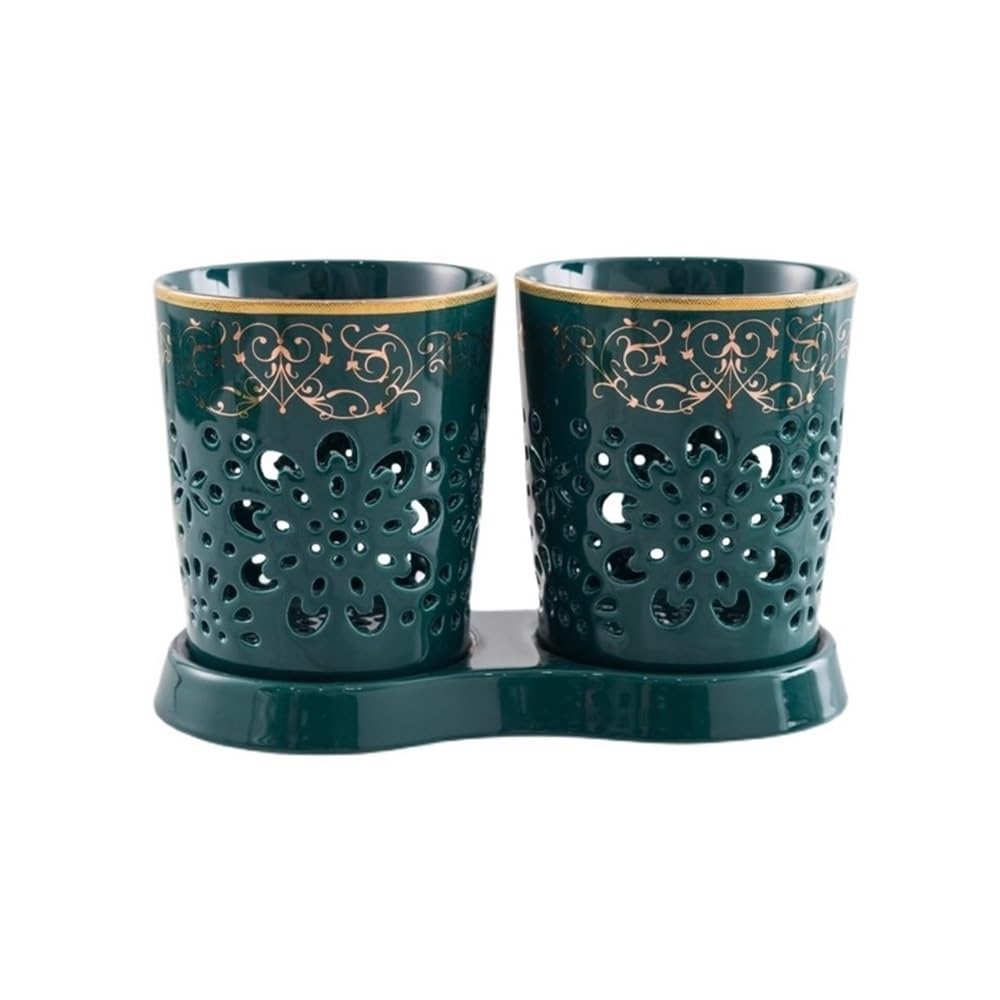 E7v2t9k6 Green Cooking Utensil Holder Hollowed-Out Ceramic Utensil Holder For Kitchen Countertop Spoon Organizer Caddy Cutlery Organizer(Green)