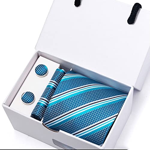 Set de corbata de seda tejida con pañuelo y gemelos