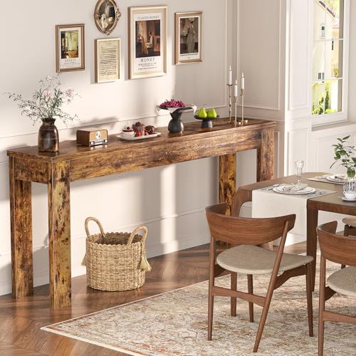 Image of Armocity Console Table, 47 inch Farmhouse Wood Entryway Table, Sofa Tables Narrow Long Behind Couch, Entry Table for Entrance, Hallway, Living Room, Rustic Brown