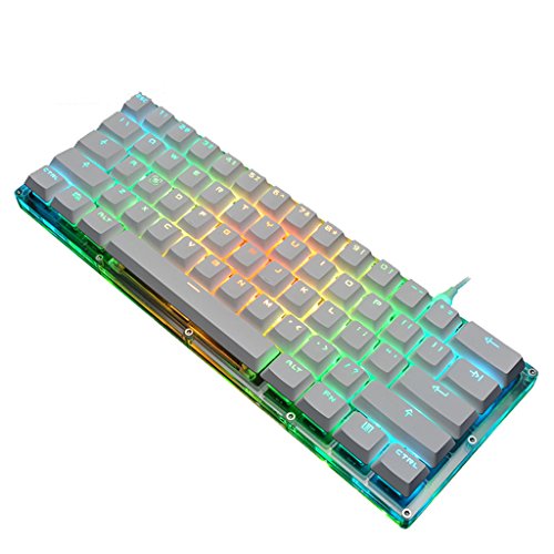 Preisvergleich Produktbild IWTGR Transparente mechanische Tastatur mit 61 Schlüsseln RGB-Beleuchtung Kristall Keycap