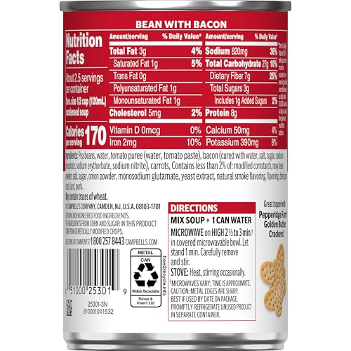 Image of Campbell's Condensed Bean With Bacon Soup, 11.25 oz Can (Pack of 4)