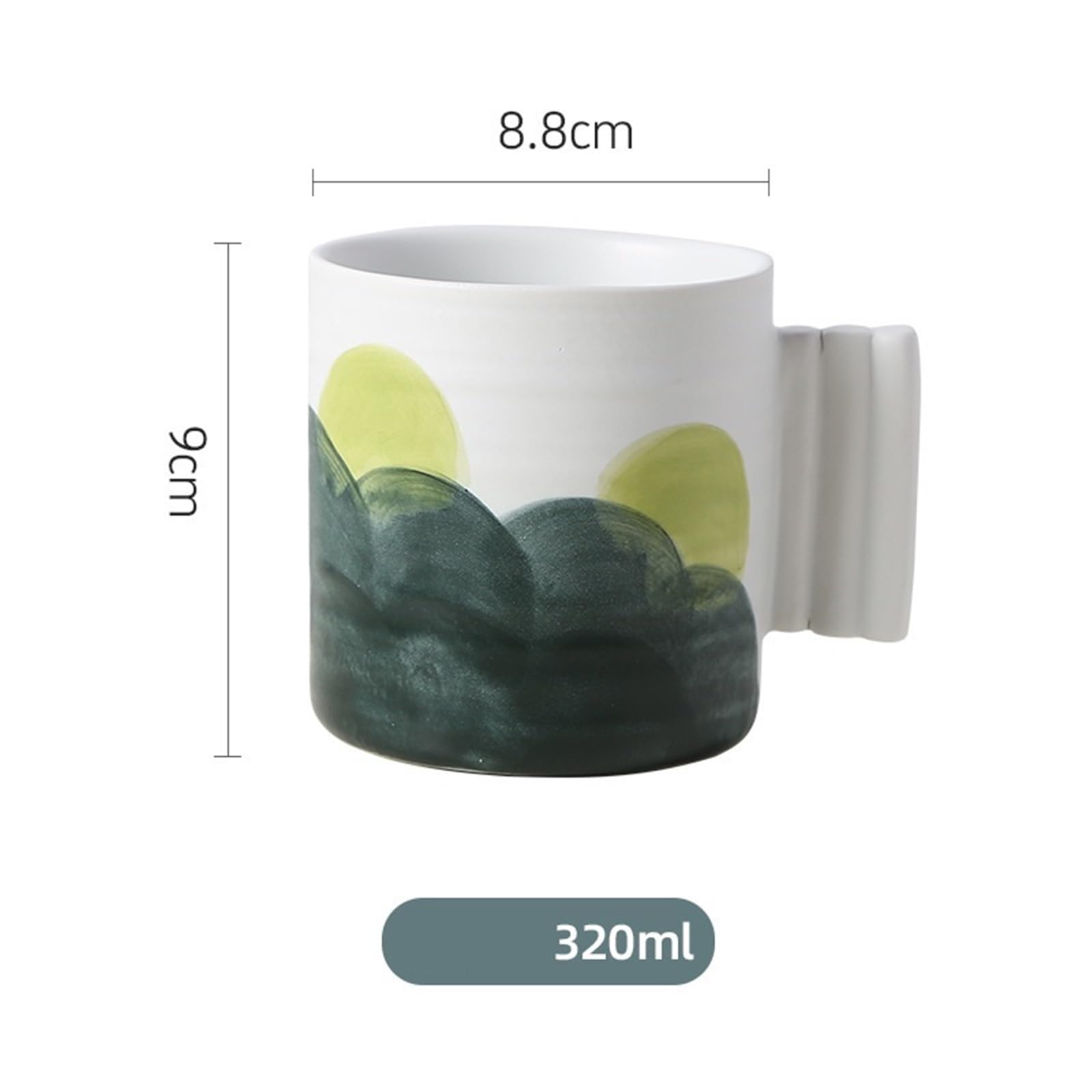 Becher Handbemalte Tasse Unterglasur Farbige Keramik Kaffeetasse mit Griff Einfache Kaffeetasse
