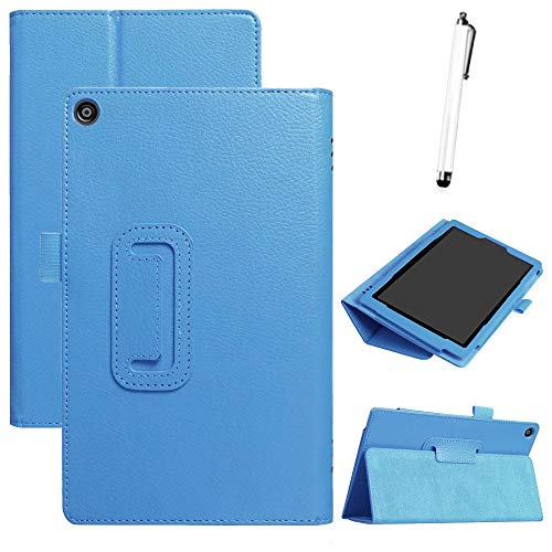 YUYOUG Ultra Slim PU Leather Case Cover Stand Ultra Lightweight Tablet Case Shell Standing with Auto Wake/Sleep For Amazon Kindle Fire HD 8 2018 8th Gen (sky blue)