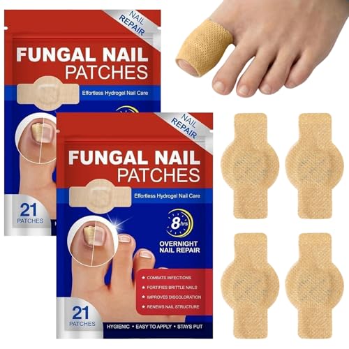 RVYEIOP 42 pcs Parches para Hongos en Las Uñas,Parches para el Tratamiento de Hongos en Las Uñas,Tratamiento y Reparación de Hongos en Las uñas de Los Pies,Multiusos para Reparar Uñas Dañadas.