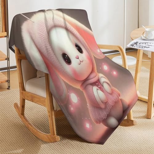 Couverture polaire en flannel douce lapin mignon lit canapé - 7