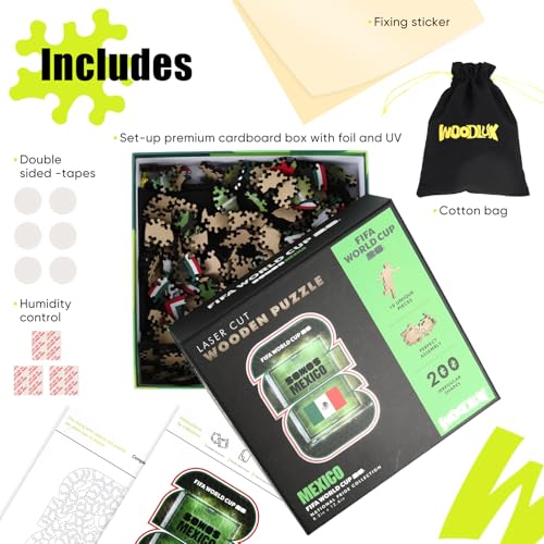 Image of FIFA Mexico 26 Wooden Puzzle for Adult, 200 Pieces Irregular Shape Puzzle, 5MM Thick,Creative Collectible Gift for Fans, Officially Licensed Product, 9.3 x 12