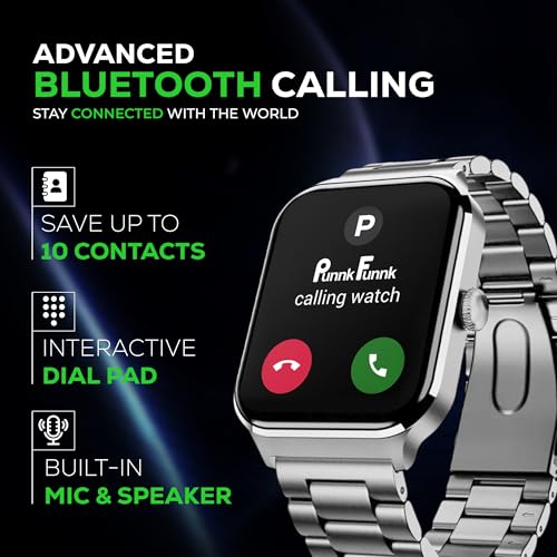 Image of PunnkFunnk Nexoro 2.01 inch Smartwatch for Men & Women Bluetooth Call, Heart Rate, SpO2, Sleep & 100+ Sports Modes, IP68 Waterproof, Compatible with Android & iPhone (Metal Grey)