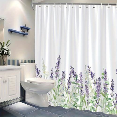 Rideau de douche 75 x 190 cm aquarelle lavande en polyester