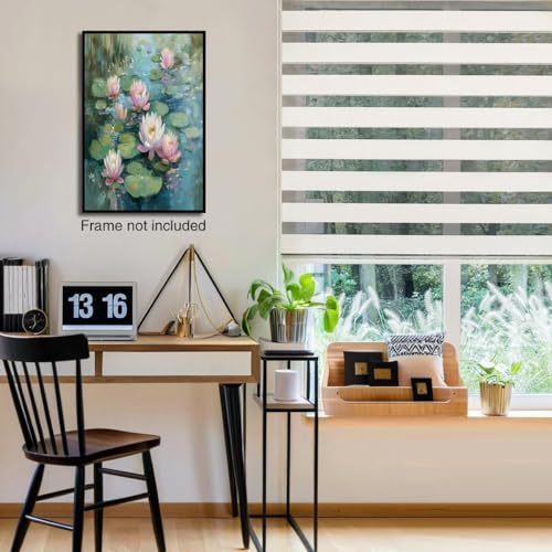 Tableau impressionniste nénuphars grand format pour évader l'esprit dans le salon