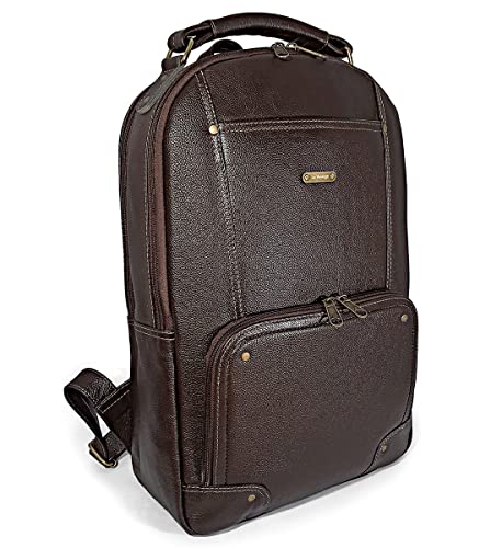 Mochila Executiva Masculina De Couro Legítimo Para Notebook Cor:Marrom