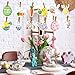 JUNEBRUSHS Easter Cutouts, 60Pcs Easter Paper Cutouts with 100Pcs Glue Points, Easter Bunny Egg Chicks Bulletin Board Decorations for Easter Party Classroom Home Wall Decor