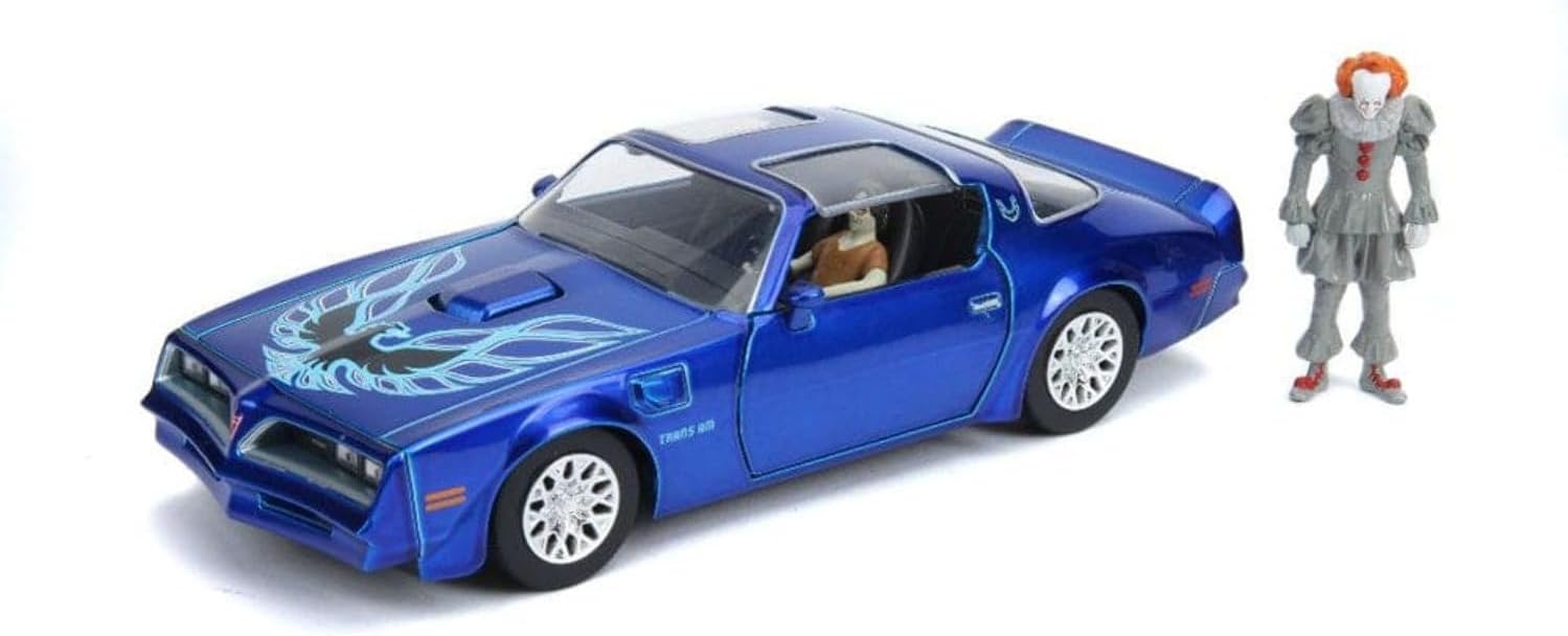 Jada Toys Hollywood Rides It Chapter Two Pennywise & Henry Bower'S Pontiac Firebird, 1: 24 Blue Die-Cast Vehicle With 2.75" Die-Cast Figure