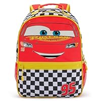 DISNEY STORE Official Cars Backpack - Kids Backpack with Embroidered Accents, Adjustable Straps, Zip Compartments & Mesh Pockets, Screen Art Featuring Lightning McQueen