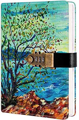 Tagebuch mit Schloss für Mädchen und Frauen, geheimes Schloss-Tagebuch mit exquisitem Musterdesign, nachfüllbares Notizbuch aus Kunstleder, Größe A5 (21 x 15 cm) Stil 1 Cover