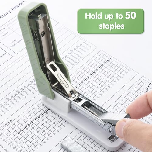 Image of M&G Desktop Stapler, Basic Office Stapler with 1000 Staples, 20 Sheet Capacity, Portable Small Desk Staplers for School Home Office (Green)