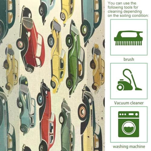 Tapete de cocina retro de coche VAPOKF juego de 2 alfombras lavables antideslizantes 5