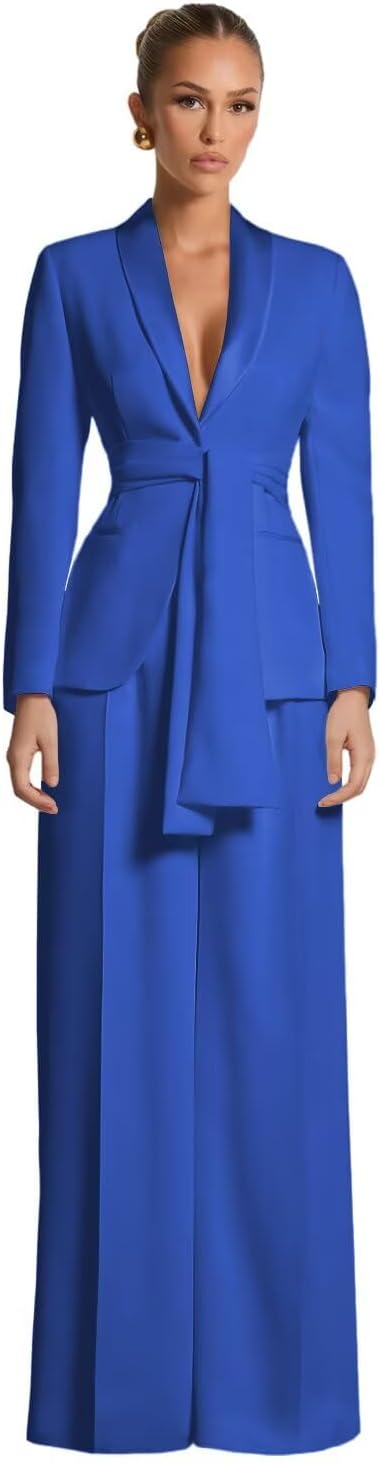 Pant Suits for Women with Belt 2 Piece Dressy Casual Womens Suit Elegant Wedding Guest Suits for Women - Image 6