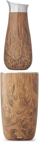 Swell Jarra de acero inoxidable 15 litros-madera de teca-contenedor aislado al vacío de triple capa D Swell enfriador de vino de acero inoxidable