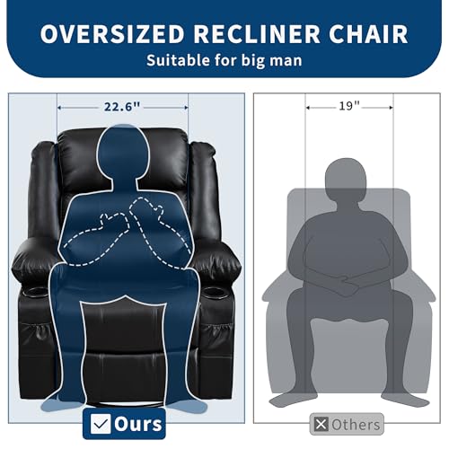 Sillón reclinable con mecedora negro en piel sintética miniatura 4