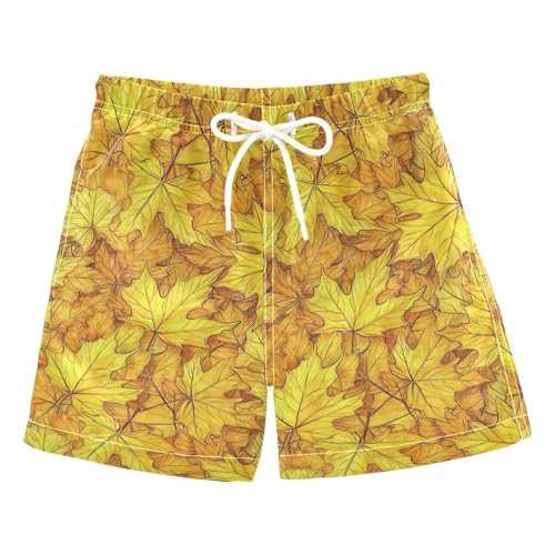 JUNZAN Canada Yellow Maple Leaf Toddler Swim Suits Quick Dry Boys Board Shorts Kids Swimwears Vacation 2T