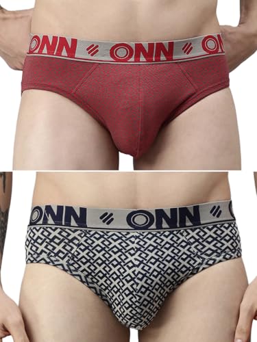 Image of ONN Men's Super Combed Cotton Printed Briefs with Ultra Soft Waistband, Moisture-Wicking, Stylish Patterns, Lightweight, Breathable, All-Day Comfort | Prints May Vary | Style OS282 |