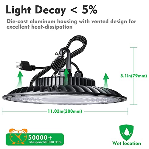 Bulbeats 4Pack Ufo Led High Bay Light,100W,14000Lm (Eqv.400W Mh/Hps) High Bay Led Lights thumb #3