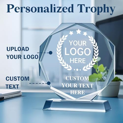 Personalized Trophy Award - Plaques Personalized Engraved - Custom Crystal Awards and Trophies for Employee Recognition, Event, Sport, Competition - Coworker Employee Appreciation Gifts (LOGO) - 2