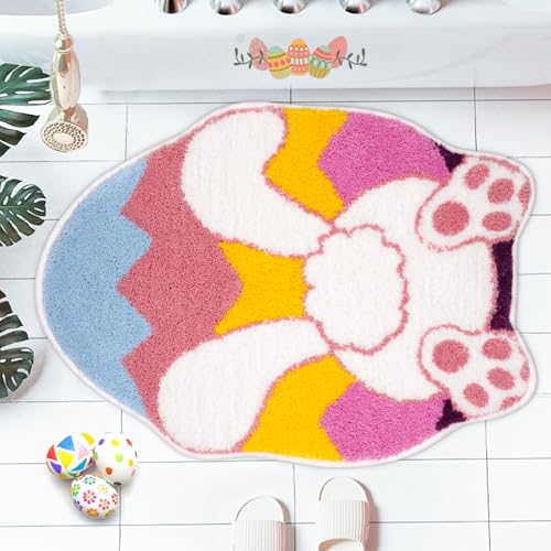 NIGOWAYS Easter Bathroom Rug - Easter Egg Bunny Bath Rugs Soft and Absorbent Non Slip Cute Bath Mat for Shower Tub Bedroom Home 25 x 18