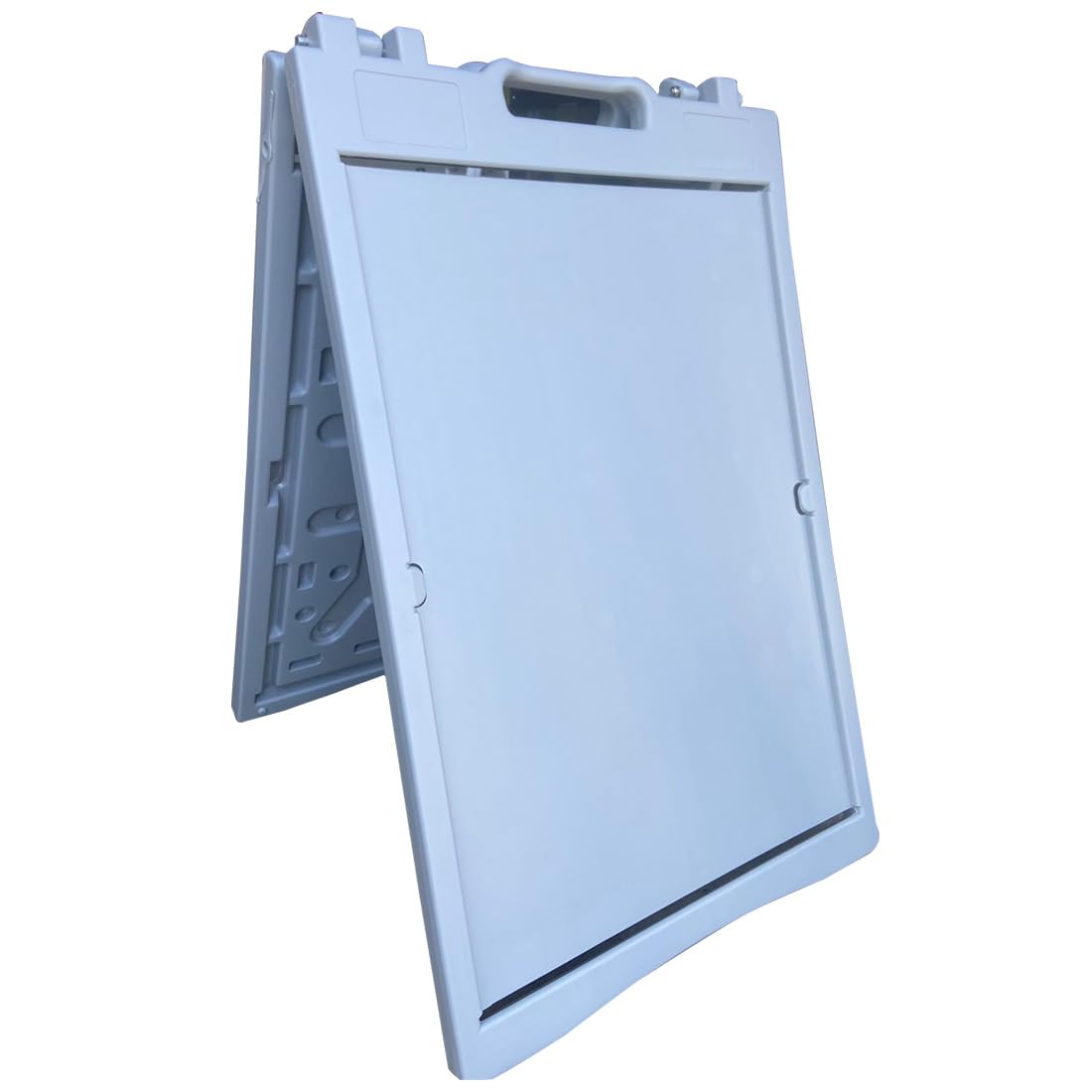 A-Frame Signboard 24”W x 36” H Grey Display Surface Outdoor Sandwich Board Weather Resistant PVC Sign Protector & Sand Fill Holes Dual Signage Stand