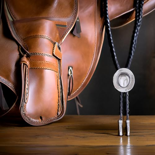 Image of Cowboy Bolo Tie for Men, Vintage Cow Skull Bolo Tie Necklace Native American Necktie for Men Women