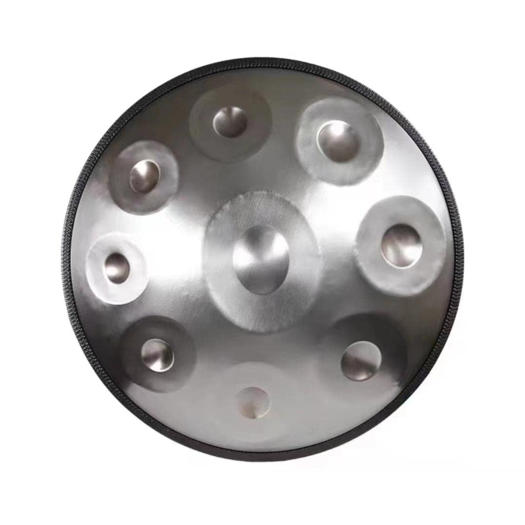 Steel Drum for Handpan at 432 Hz 9 Note Gold Performer 22 Inch in D Minor with Handpan Holder, Handpan Case, Resistant Bats and Dustproof Cloth,Silver