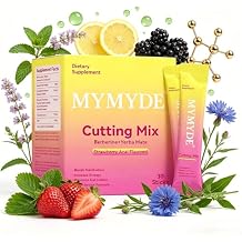 Cutting Drink Mix Supports Satiety Signaling, Energy & Gut Health with Berberine, Chromium, FOS, Yerba Mate & 5-HTP Magnesium Strawberry Agai Flavor 30 Servings