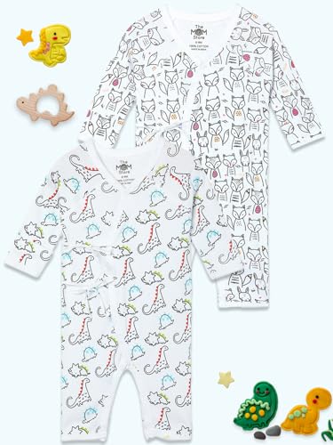Image of The Mom Store Baby Romper Jabla Style Combo For Boys And Girls | Cotton | Soft Infant Bodysuit | Trendy Stylish Sleepwear For Newborn Baby | Printed | Unisex Comfortable Everyday Baby Wear