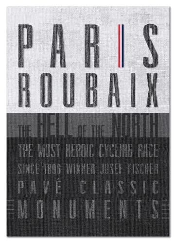 NORTEI Poster Ciclismo Vintage A3, Lámina Decoración Papel 250g/m2 - Colección Monuments (Paris Roubaix)