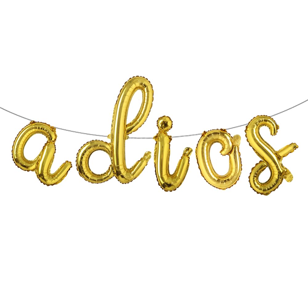 RUIANSI16 inch ADIOS Balloons Banner Multicolor Retirement or Goodbye Party Decorations Sign (L ADIOS Gold)