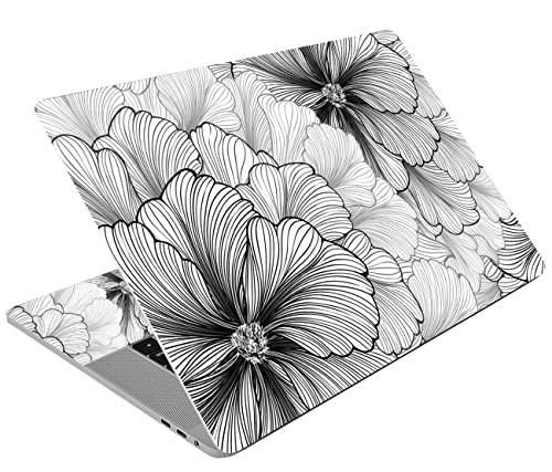 AORTDES Laptop Skin Sticker Decal 15-15.6 Inches, Universal Reusable Vinyl Sticker for 12.1 13 13.3 14 15.4 Inches Netbook/Notebook PC, Waterproof & Scratch-Resistant (Sketch Flower)
