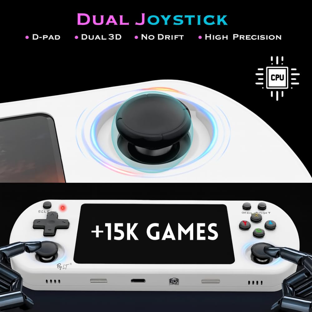 Console di gioco portatile +15.000 giochi/schermo ad alta risoluzione Full HD da 4" + memoria 128 GB, licenza Linux 2.0, WiFi, multiplayer + 4 Rear Triggers R1/L1 R2/L2, presa jack + altoparlanti