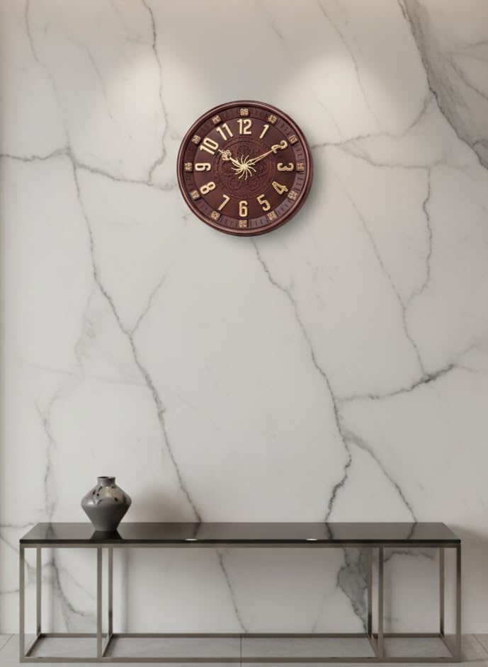 Image of Designer Wall Clock 13.5 Inch for Living Room Stylish Gear Design Seconds Needle | Unique Wall Watch for Bedroom, Office, Kitchen, Hall| No TIK-TIK Decorative Clock for Home Decor