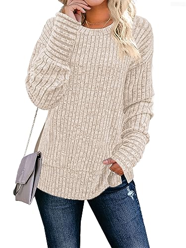 JomeDesign Sweaters for Women Long Sleeve Shirts Crew Neck Sweatshirt Lightweight Casual Tunic Tops