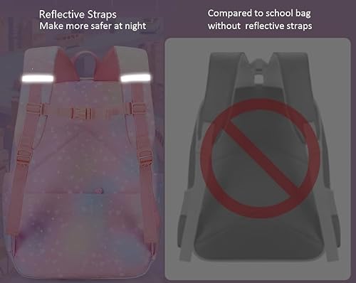 Miniatura 7 de Mochila infantil con diseño de arcoíris degradado para niñas, escuela primaria, con estampado de corazón, mochila escolar con compartimentos