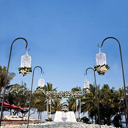 CERBIOR Adjustable Shepherd Hook, Heavy Duty Plant Hanger with Rust Resistant Coating, Metal Hook Hangers for Weddings, Bird Feeders, Solar Lights, Flower Basket, Lanterns (65Inches, 1Pack)