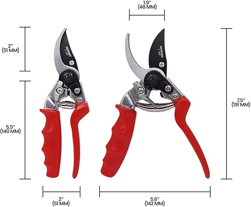 Miniatura 7 de Zenport Z225 Podadora de derivación con mango giratorio, corte de 1 pulgada, 8.5 pulgadas, rojo